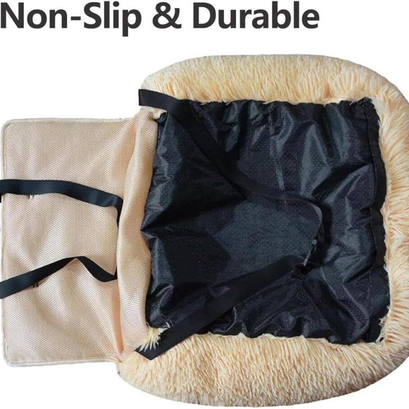 copaner Car Seat Pets Bed with Straps Furry Seats with Thick Cushion