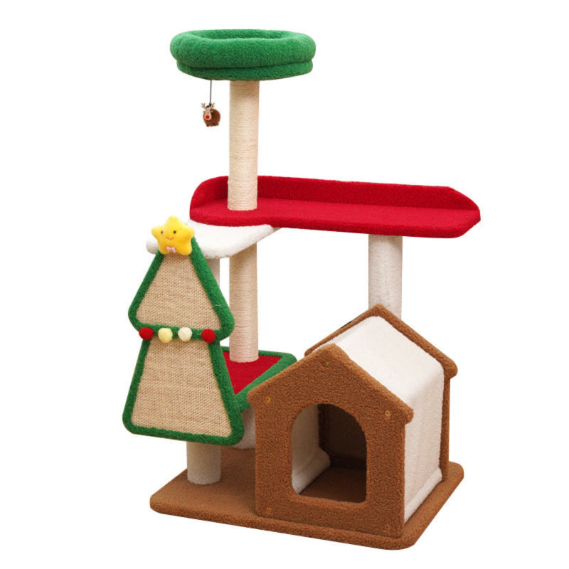 Christmas Cat Tree with Cat Scratching Post for Indoor Cats
