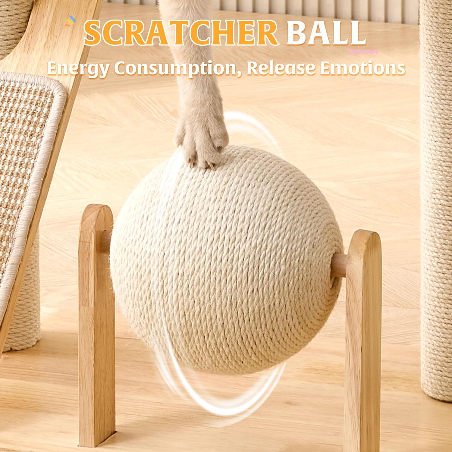 Copaner Solid Wood Cat Tree Tower with Scratching Post