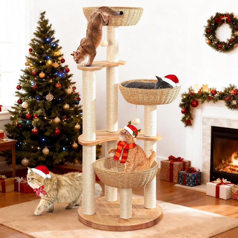 Copaner Manual Hand Woven Modern Cat Tree Tower 54" 