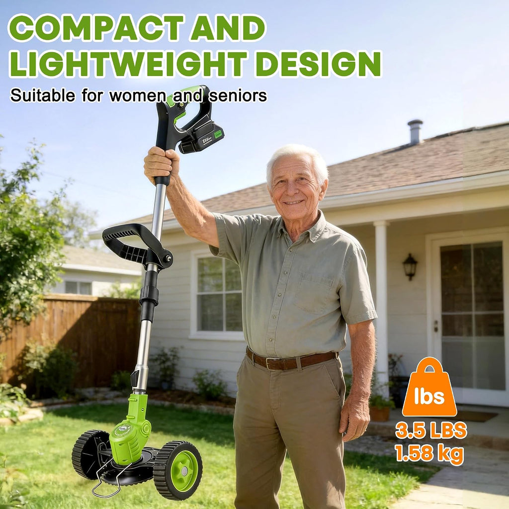 Cordless Weed Wacker with Wheels
