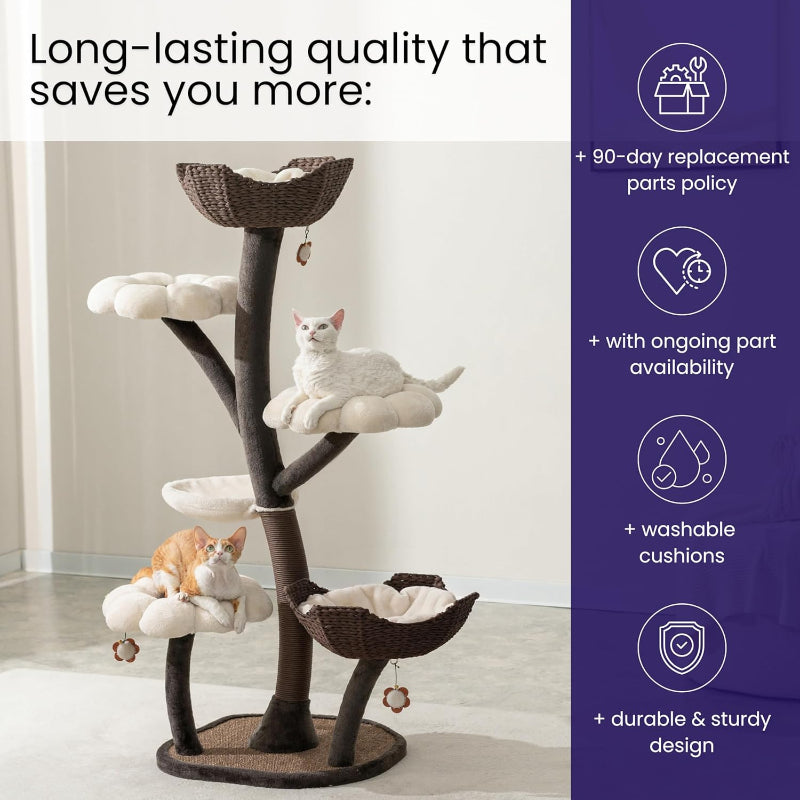 Flower Cat Tree with Replaceable Flower Perches and Scratching Posts