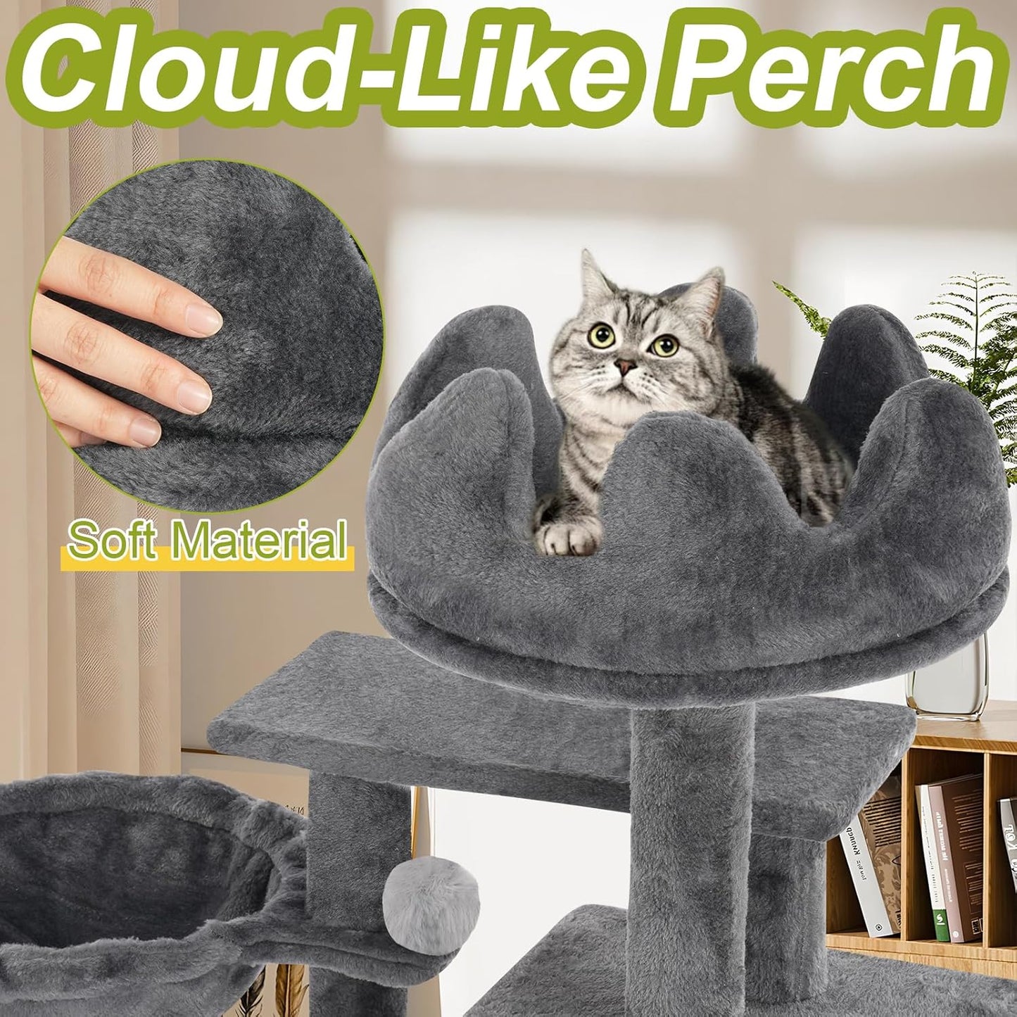 Cat Tree Tower with Metal Frame Hammock