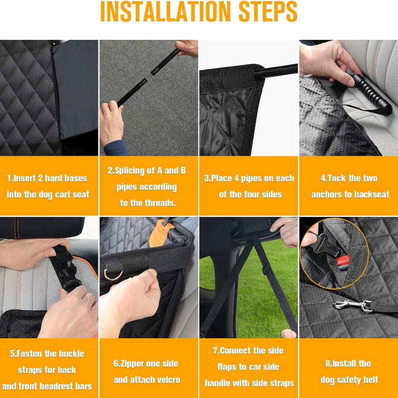 copaner Dog Car Seat with 3 Mesh Windows, Waterproof With Hard Bottom