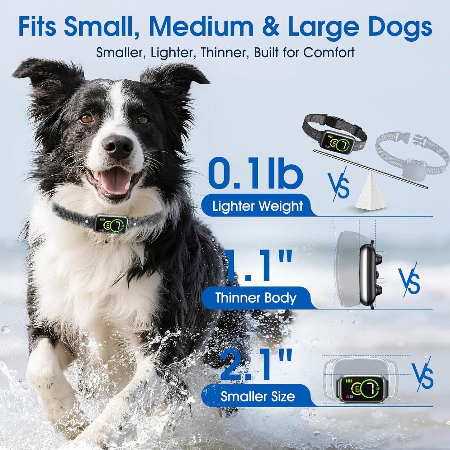 1S Stop Barking Smart Dog Bark Collar, Humane Anti Barking Device