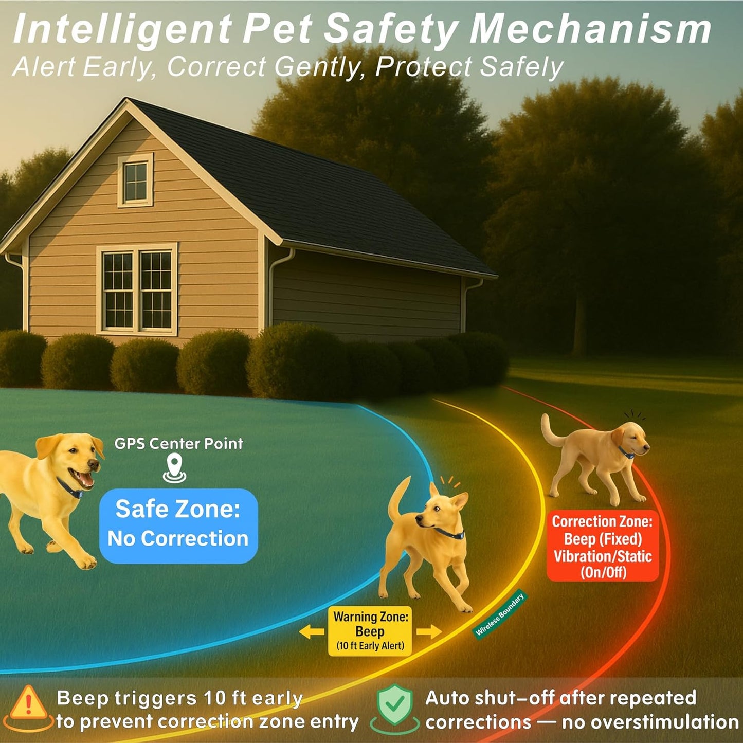 copaner GPS Wireless Electric Dog Fence – Circular Wireless Dog Fence System 