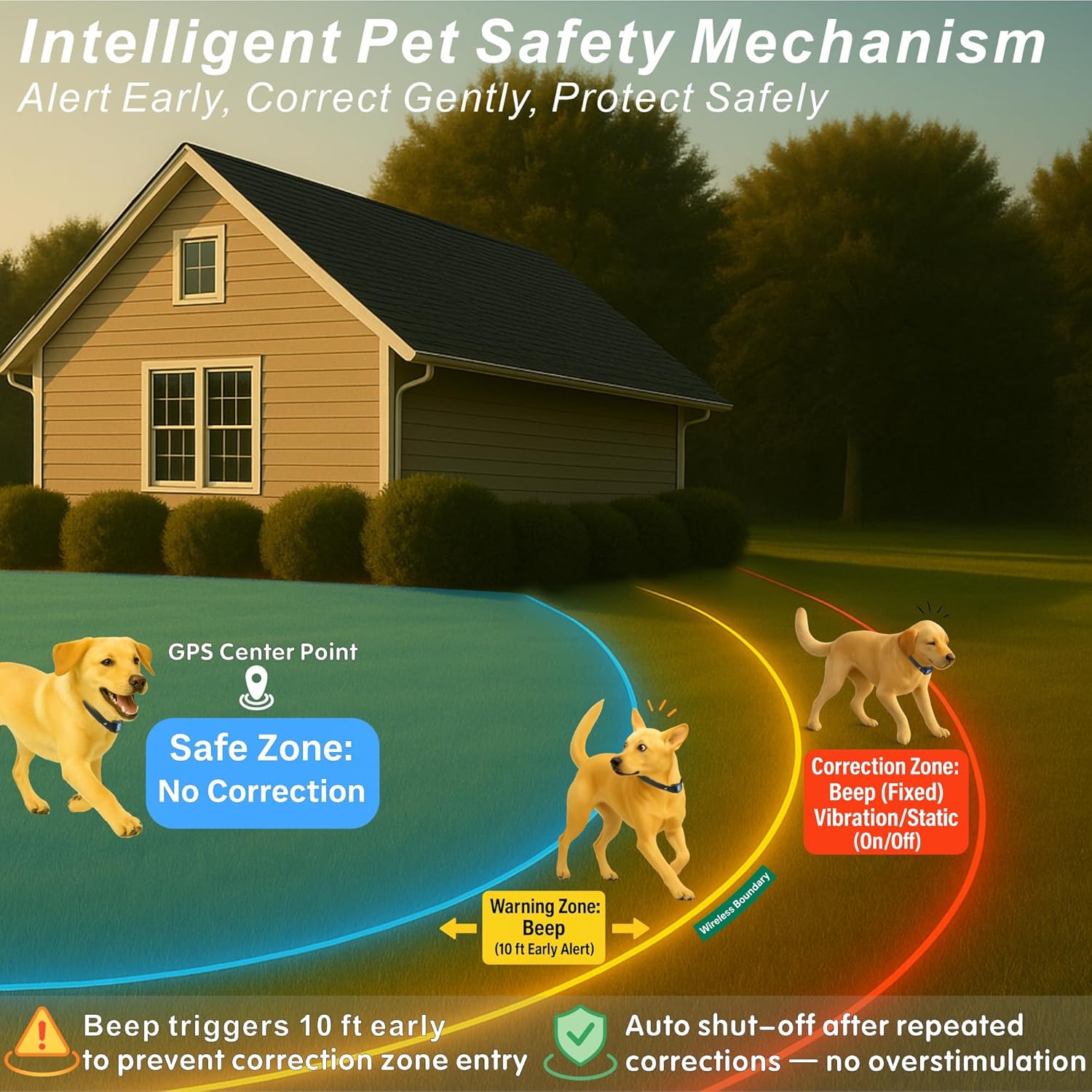 copaner GPS Wireless Electric Dog Fence – Circular Wireless Dog Fence System 