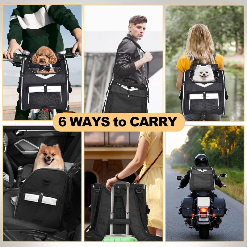 Waterproof  Dog Bike Basket Foldable Pet Bike Carrier Backpack with Safety Strap