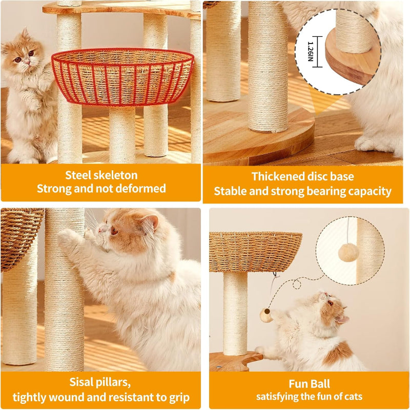 Copaner Manual Hand Woven Modern Cat Tree Tower 54" 