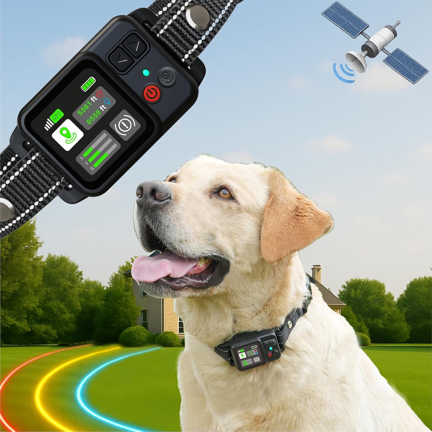 copaner GPS Wireless Electric Dog Fence – Circular Wireless Dog Fence System 