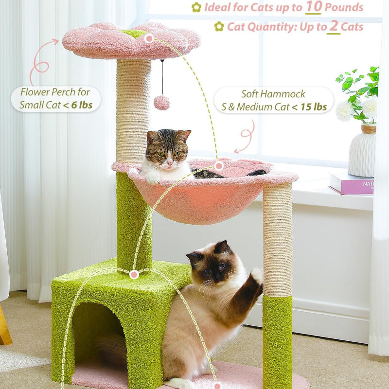Flower Cat Tree Multi-Level Cat Tower with Sisal Scratching Posts