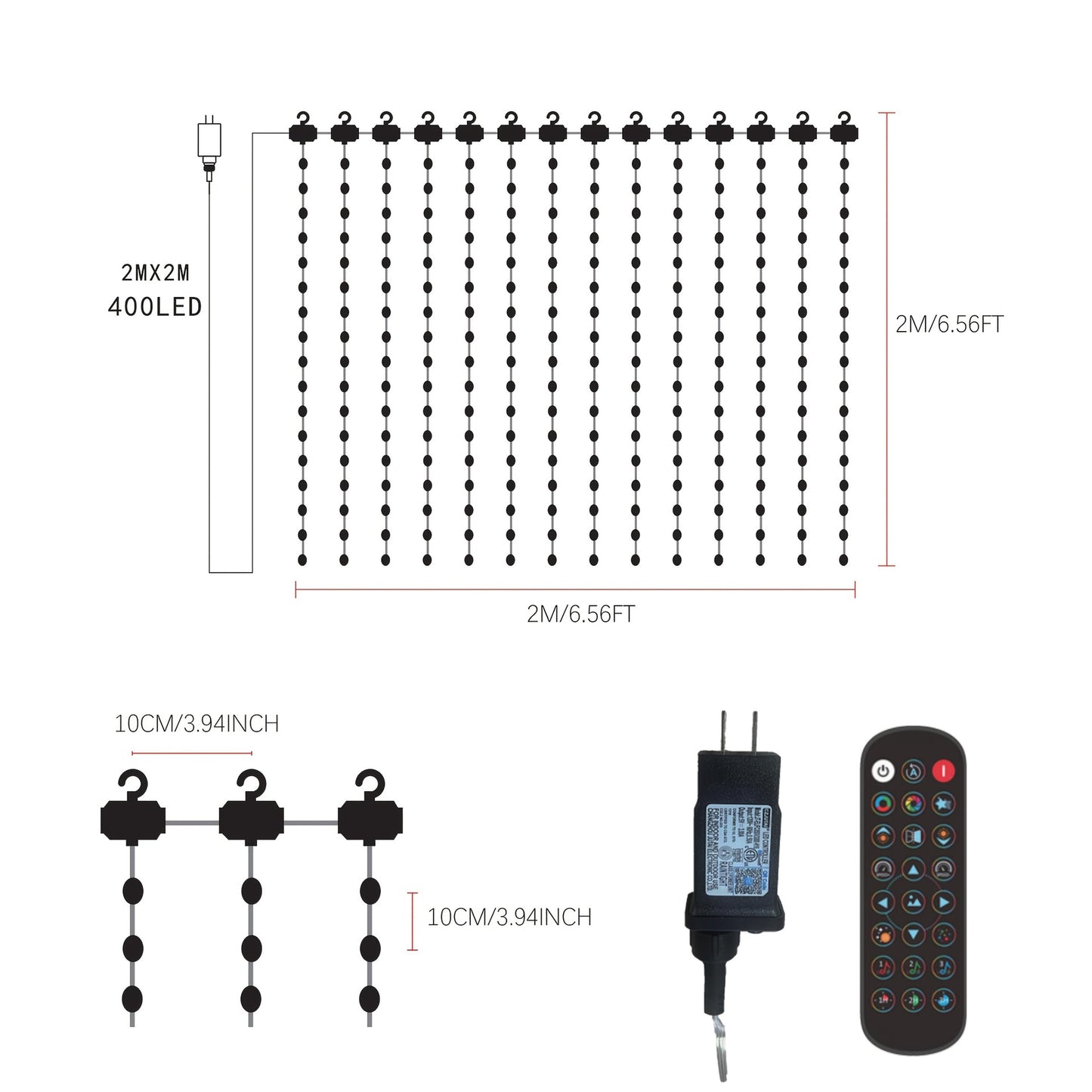 RGB Smart LED Curtain Light String, Controlled by Mobile APP, DIY Editing