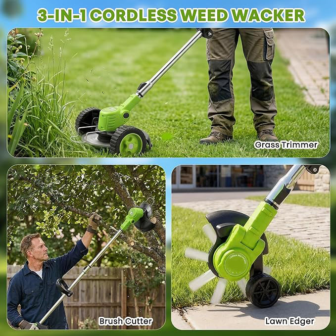 Cordless Weed Wacker with Wheels