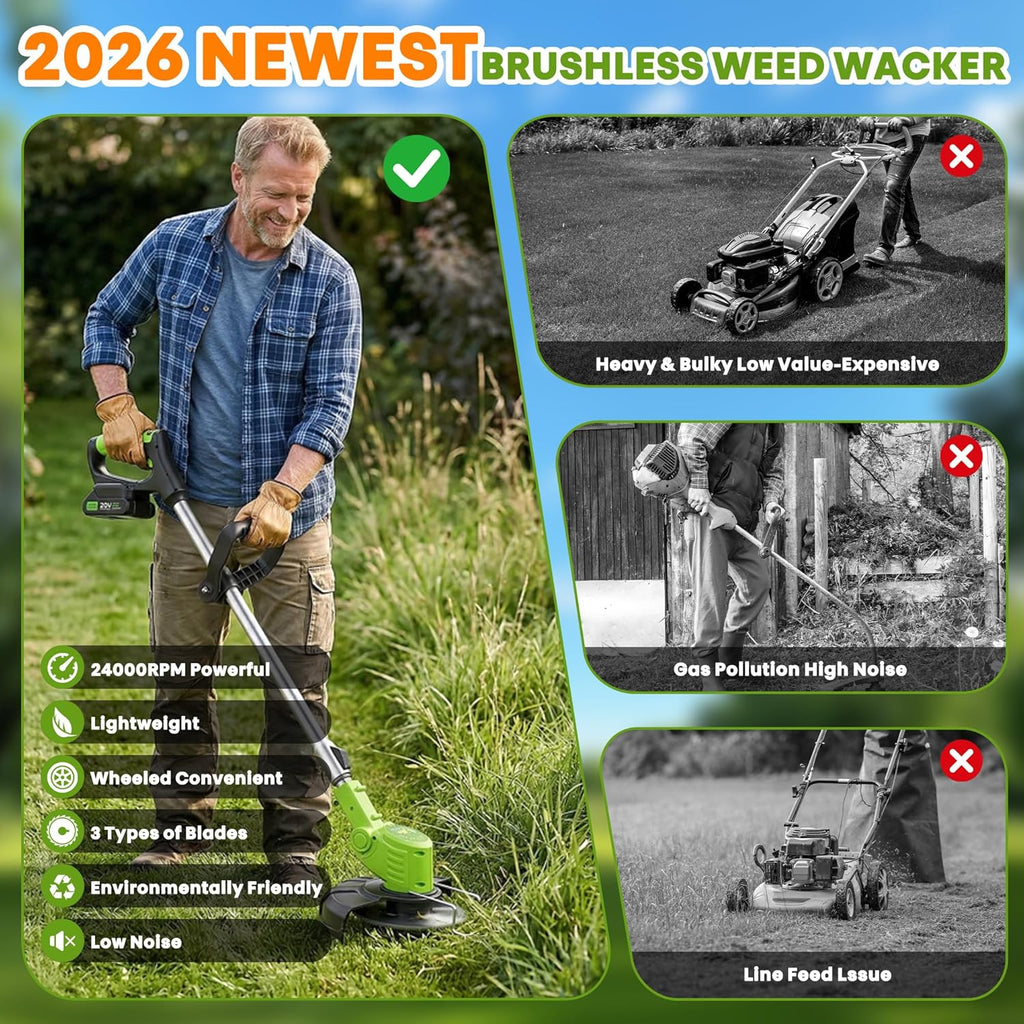 Cordless Weed Wacker with Wheels