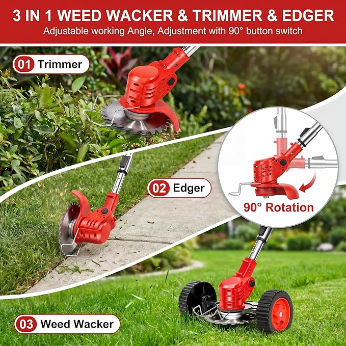 Cordless Weed Wacker with Wheels