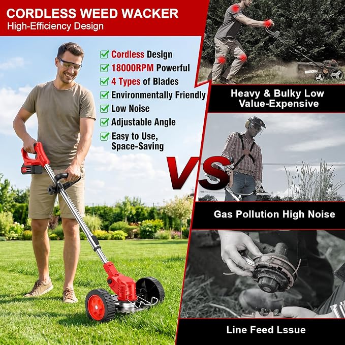 Cordless Weed Wacker with Wheels