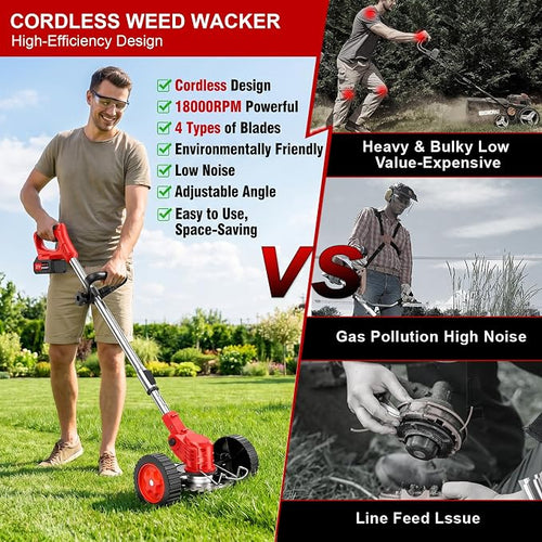 Cordless Weed Wacker with Wheels
