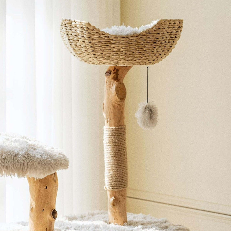 Cloud Series Cat Tree With Natural Branch Scratching Tree & Cat Condo
