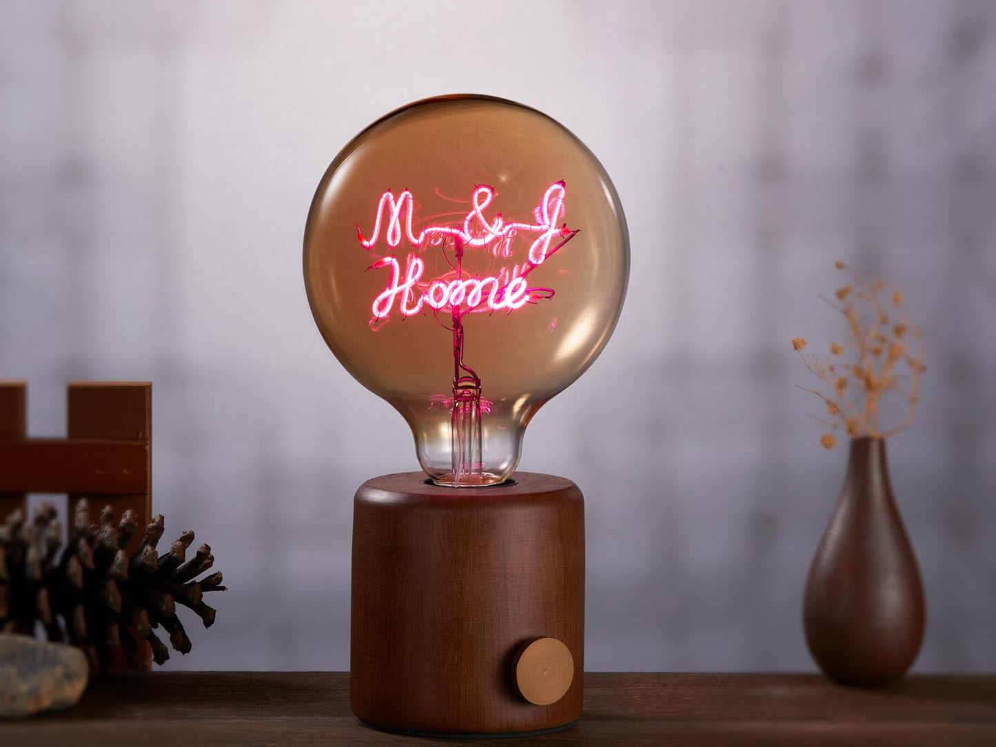 Personalized Text LED Bulb Lamp: Custom Edison Filament