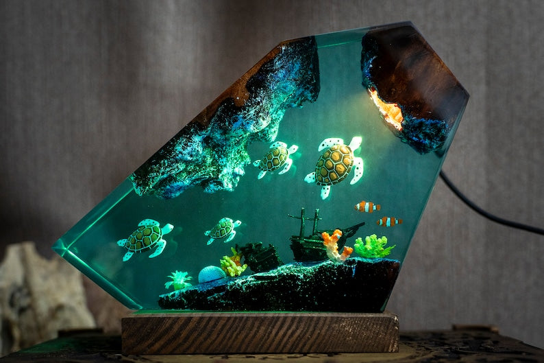Sea Turtle Resin Ocean Lamp - Unique Epoxy Night Light