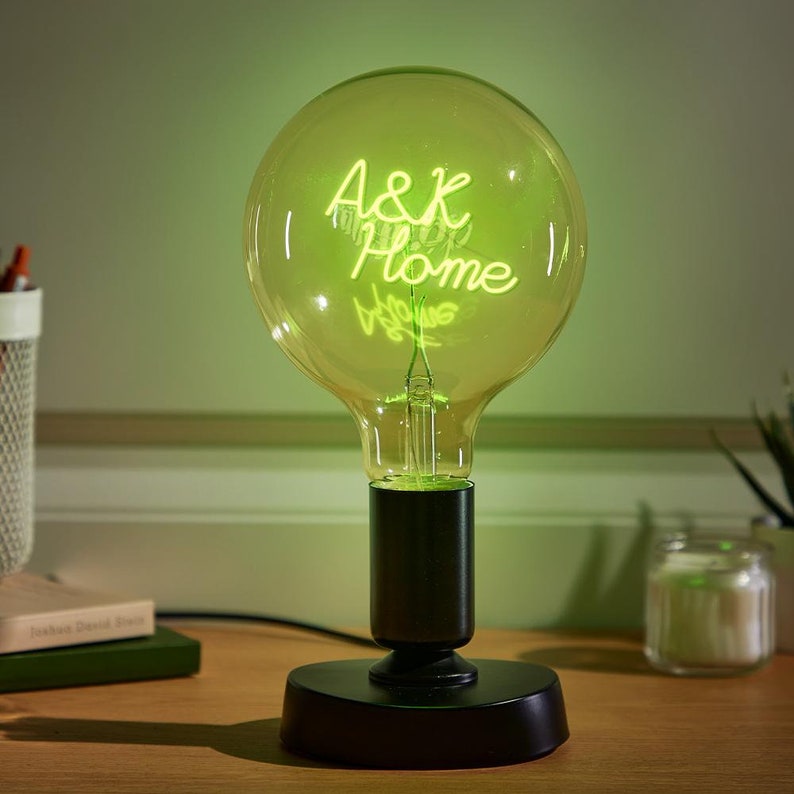 Personalized Text LED Bulb Lamp: Custom Edison Filament