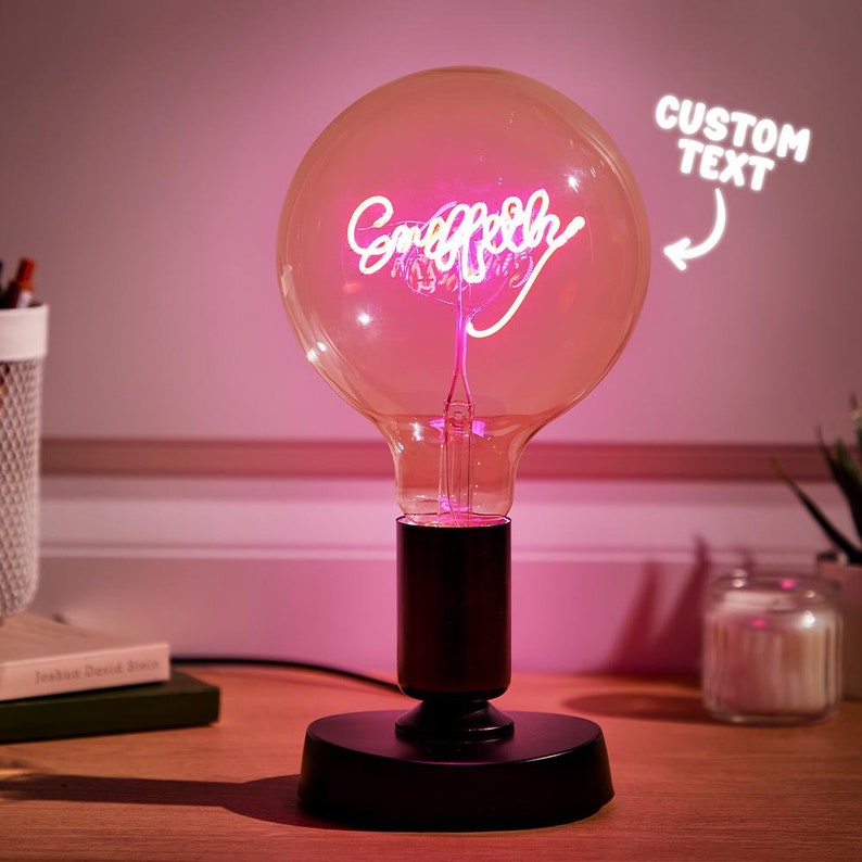 Personalized Text LED Bulb Lamp: Custom Edison Filament