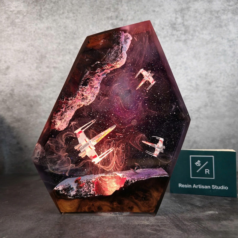 Galaxy Lamp, Galaxy Night light, Space ship Lamp, Resin night light