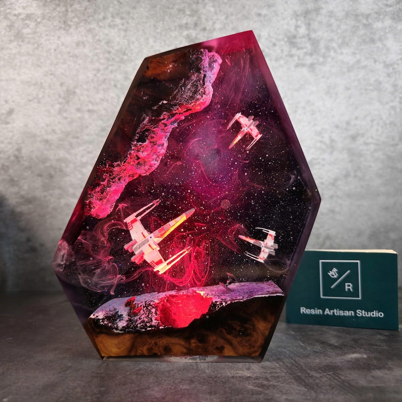 Galaxy Lamp, Galaxy Night light, Space ship Lamp, Resin night light