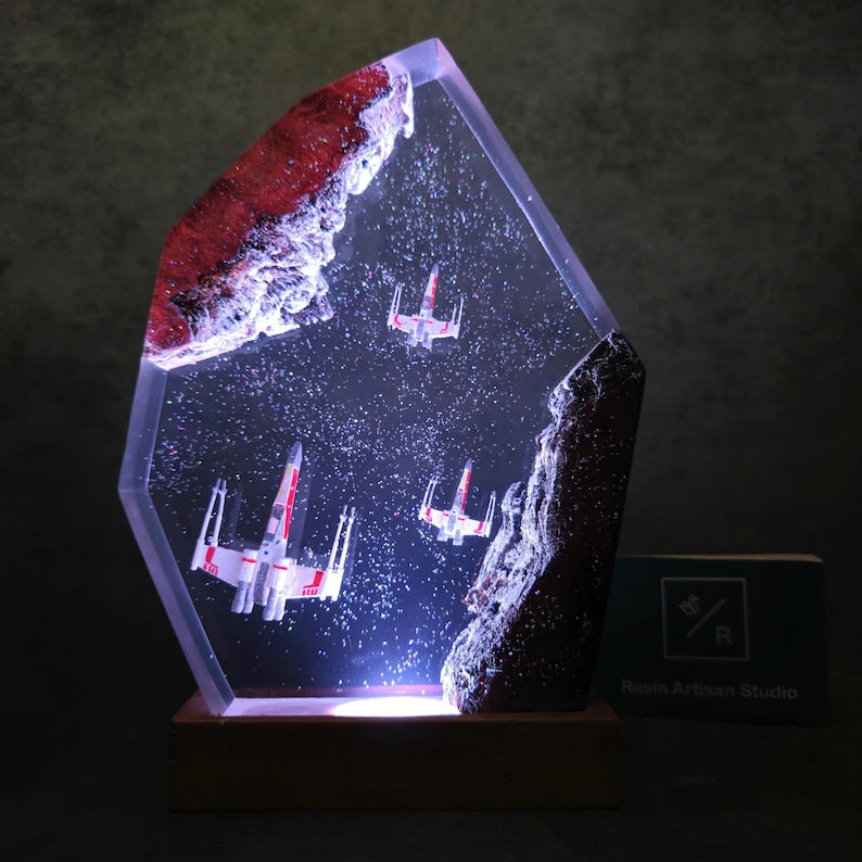 Galaxy Lamp, Galaxy Night light, Space ship Lamp, Resin night light