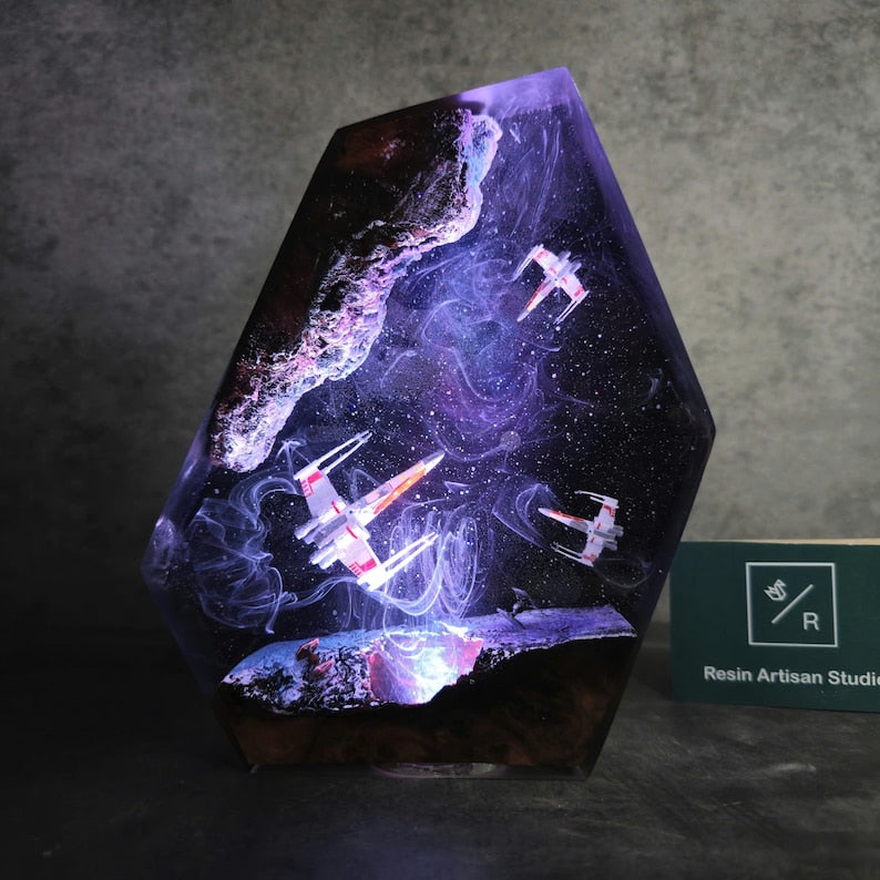 Galaxy Lamp, Galaxy Night light, Space ship Lamp, Resin night light
