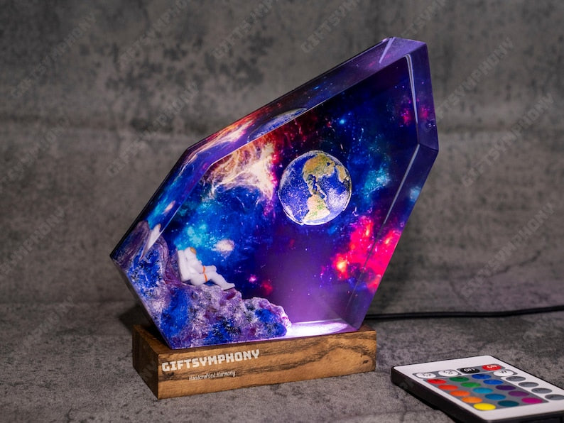 Space epoxy resin lamp Universe Lamp, Galaxy Resin Night Light