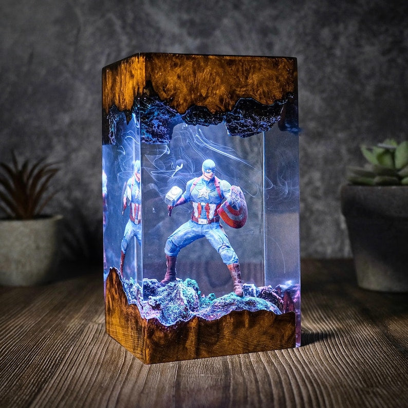 Custom Super Hero night light  captain movie Epoxy Night Light