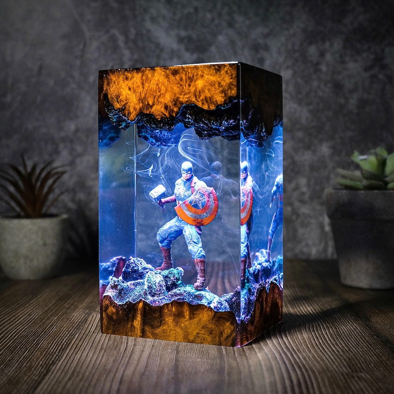 Custom Super Hero night light  captain movie Epoxy Night Light