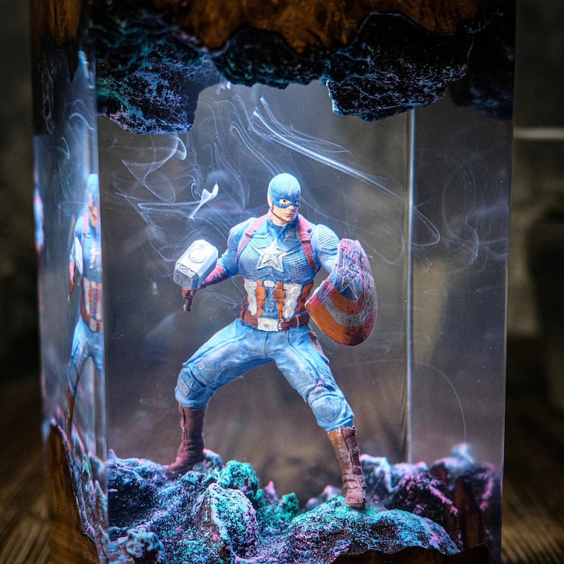 Custom Super Hero night light  captain movie Epoxy Night Light
