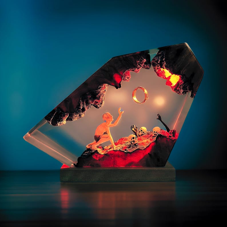 Power Ring Epoxy Resin Lamp, Handmade Resin Lamp, Custom Resin Epoxy Lamp, Custom Night Light