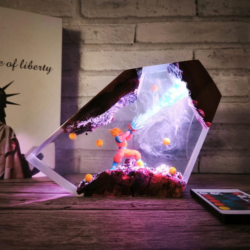 S.o.n Go.ku Resin Lamp, Anime Gift, Resin Night Light, Anime Epoxy Lamp