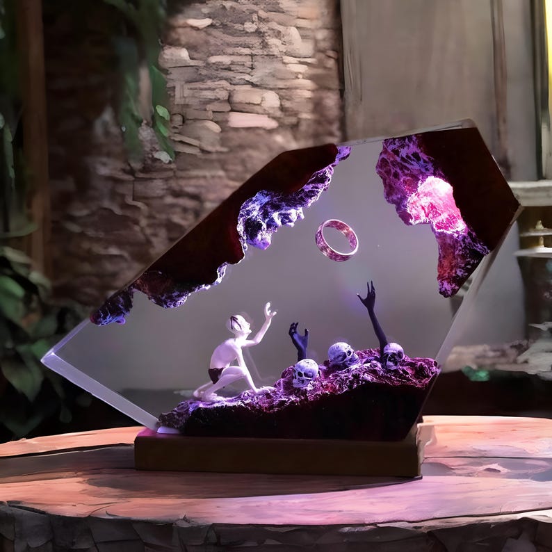 Power Ring Epoxy Resin Lamp, Handmade Resin Lamp, Custom Resin Epoxy Lamp, Custom Night Light