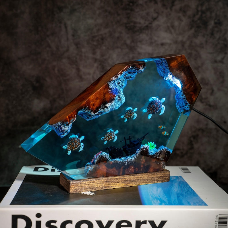 Sea Turtle Resin Ocean Lamp - Unique Epoxy Night Light