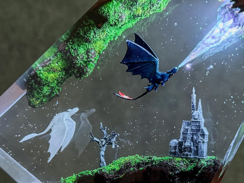 Dragon Toothhless Resin Night Light, Ice, Fire Dragon Epoxy Lamp, 3D Dragon Night Light