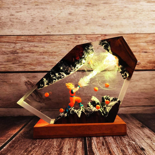 S.o.n Go.ku Resin Lamp, Anime Gift, Resin Night Light, Anime Epoxy Lamp
