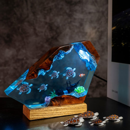 Sea Turtle Resin Ocean Lamp - Unique Epoxy Night Light