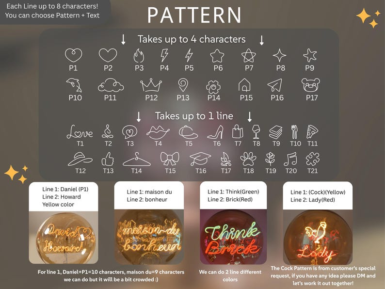 Personalized Text LED Bulb Lamp: Custom Edison Filament